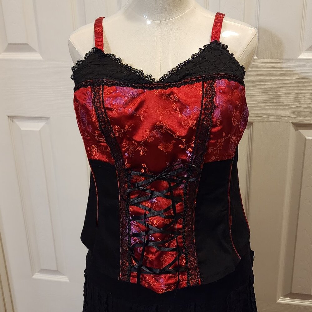 NWT - TRIPP Corset with straps, Asian style brocade fabric